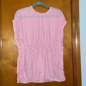 Pink lace beach coverup